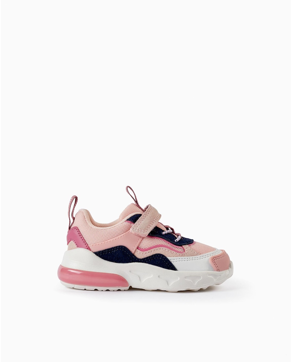 Розовые спортивные туфли для девочки со шнурками и самоклеющейся застежкой Zippy, розовый