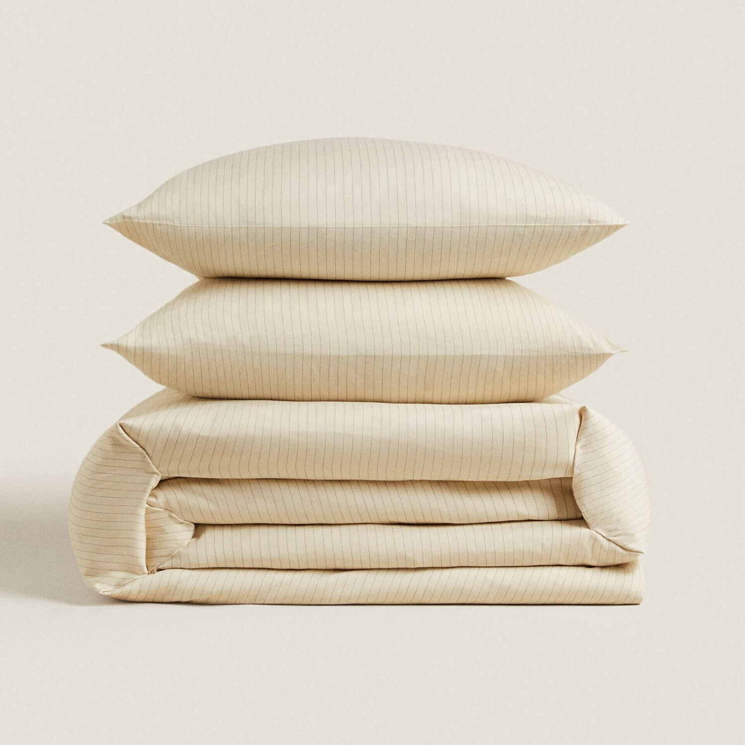 

Пододеяльник Zara Home 300 Thread Count Striped Washed Sateen, кремовый