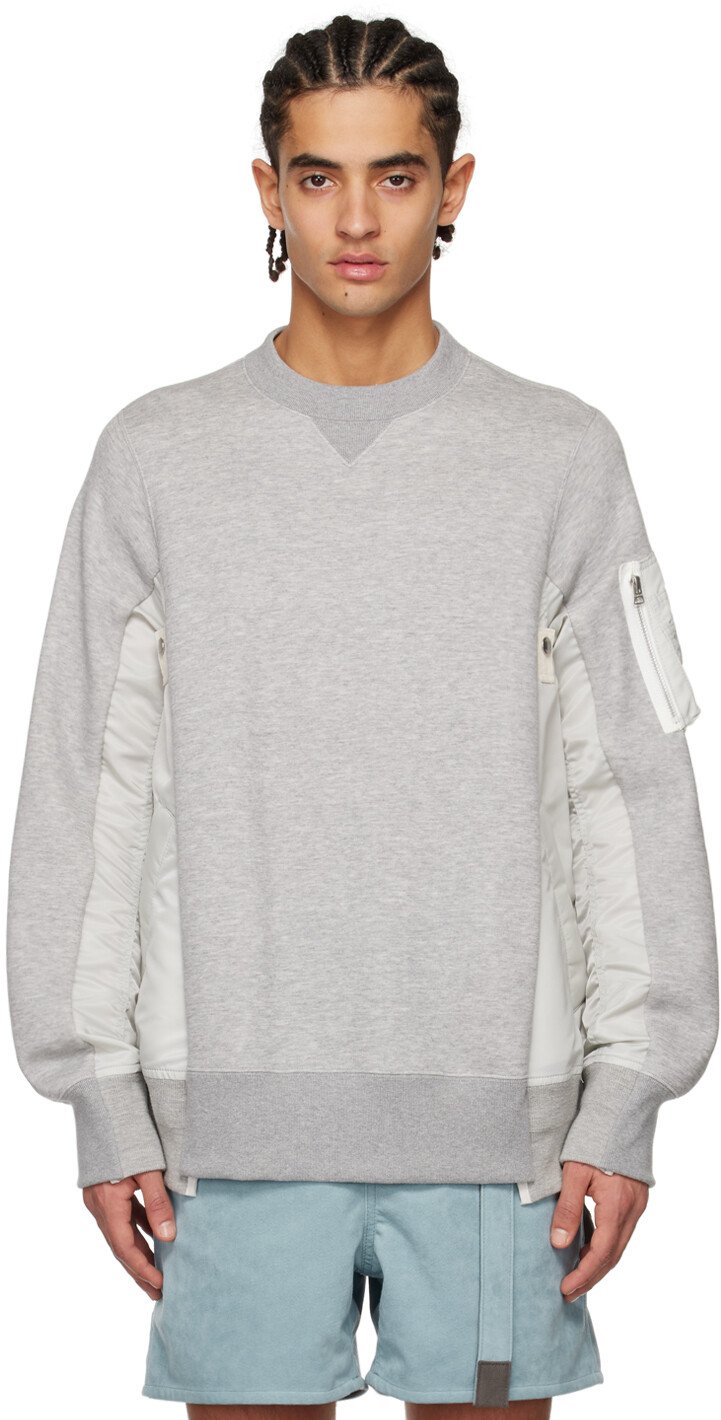 

Толстовка Grey & Off-White Sponge Sweat MA-1 sacai, Серый