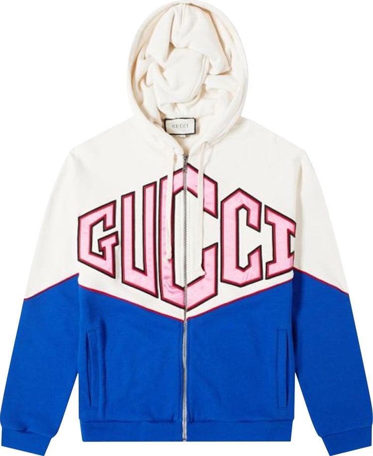 Худи Gucci Diamond Zip Hoodie Natural/Navy/Red - фото