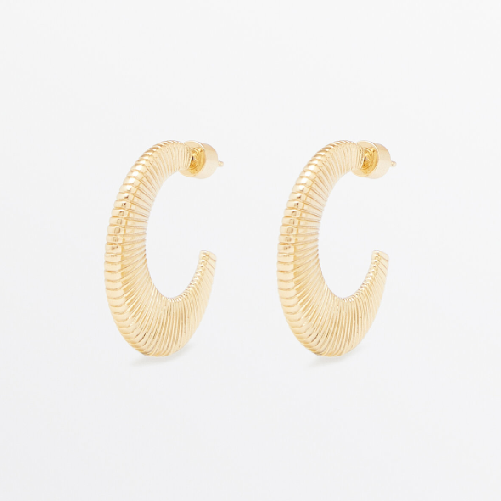 Серьги-кольца Massimo Dutti Textured, золотистый текстурированные серьги кольца kalinka
