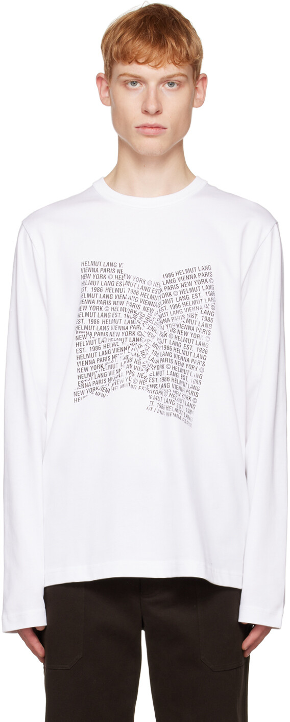 

Белая мятая футболка с длинным рукавом Helmut Lang