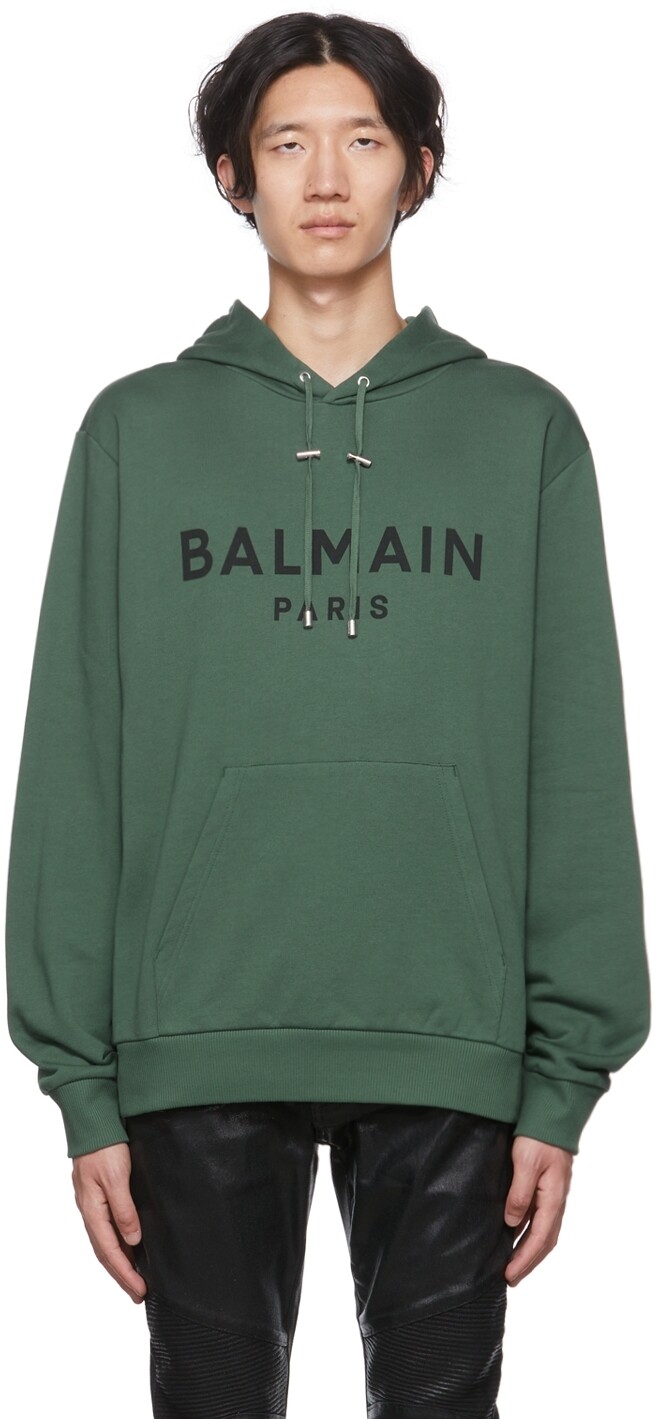

Зеленый худи с логотипом Balmain