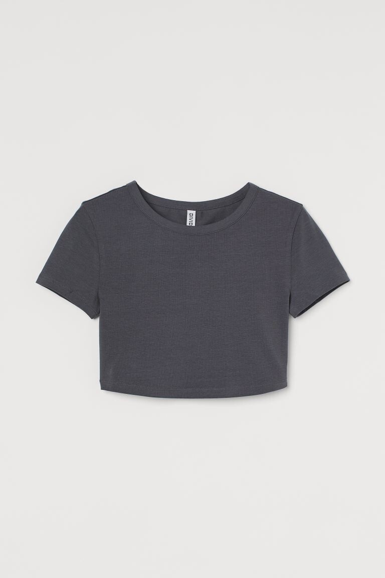 

Укороченный топ из хлопка H&M, темно-серый