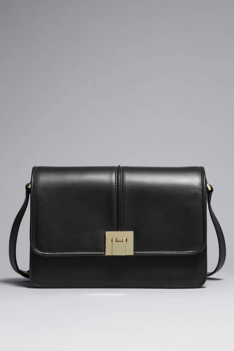 Классическая кожаная сумка через плечо H&M, черный