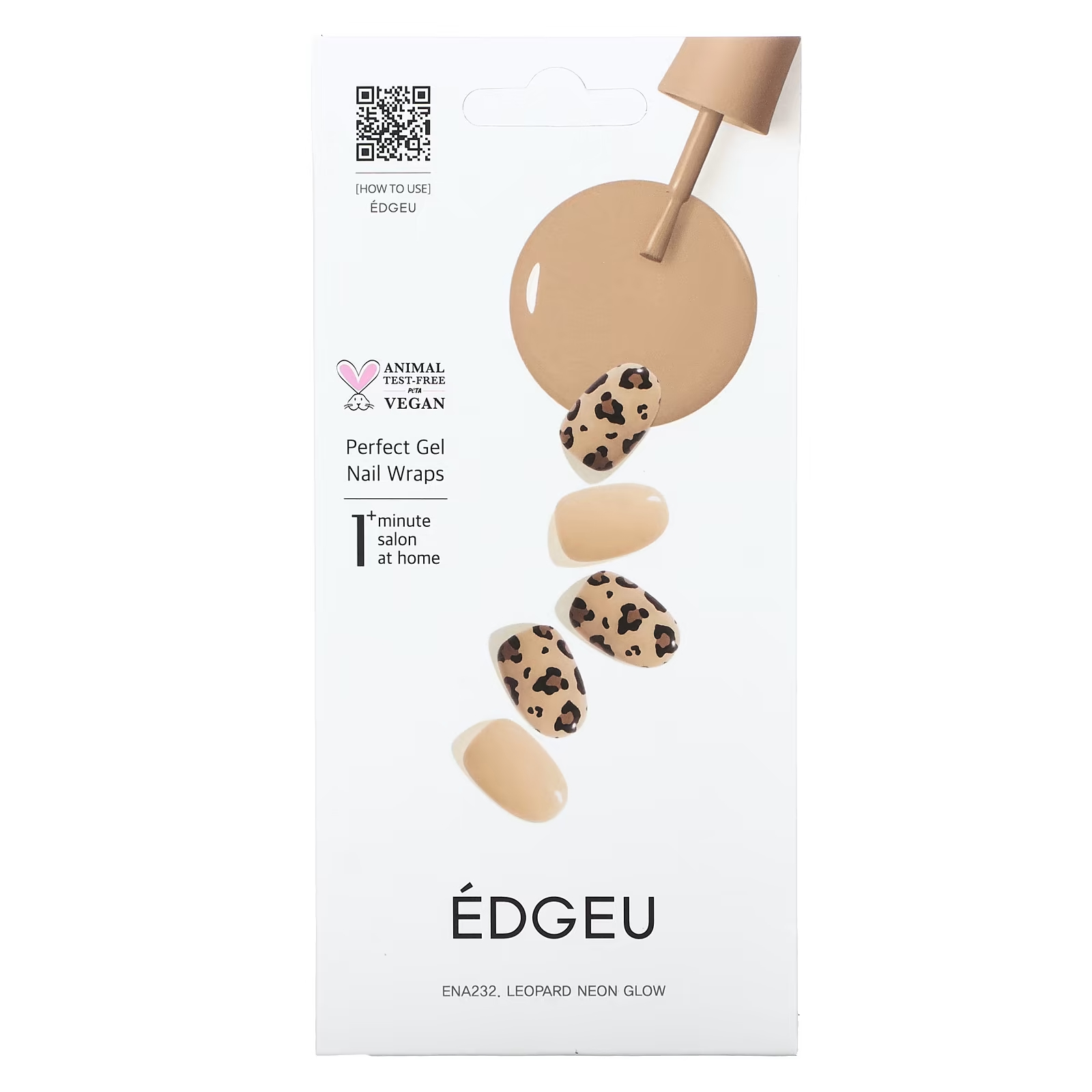 Гелевые обертывания для ногтей Edgeu Perfect Gel Nail Wraps ENA232 Leopard Neon Glow