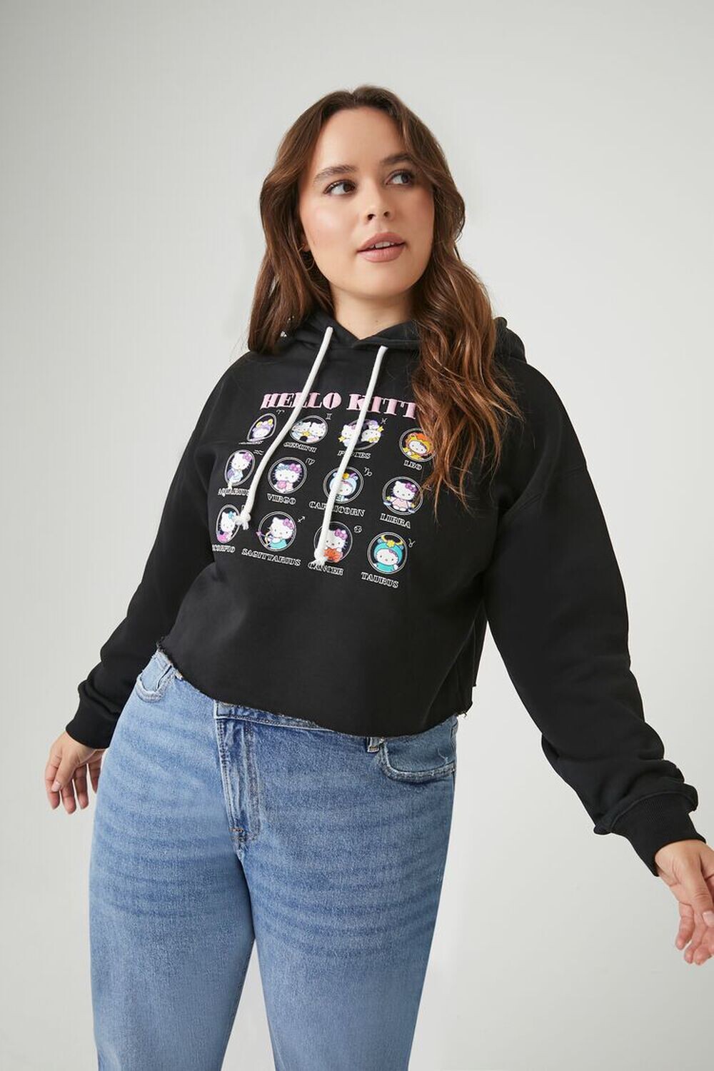 

Плюс размер Толстовка Hello Kitty с астрологией Forever 21, черный