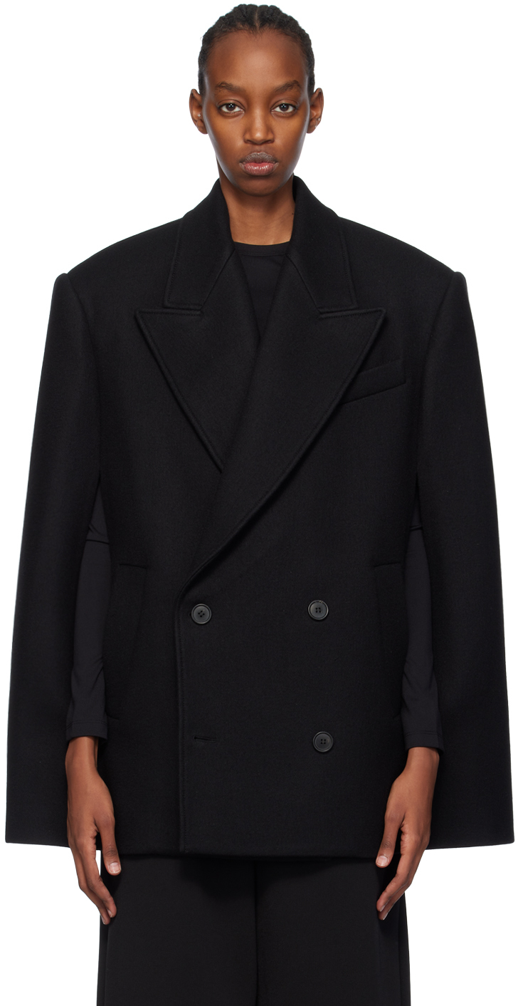 Черное двубортное пальто Wardrobe.Nyc, цвет Black