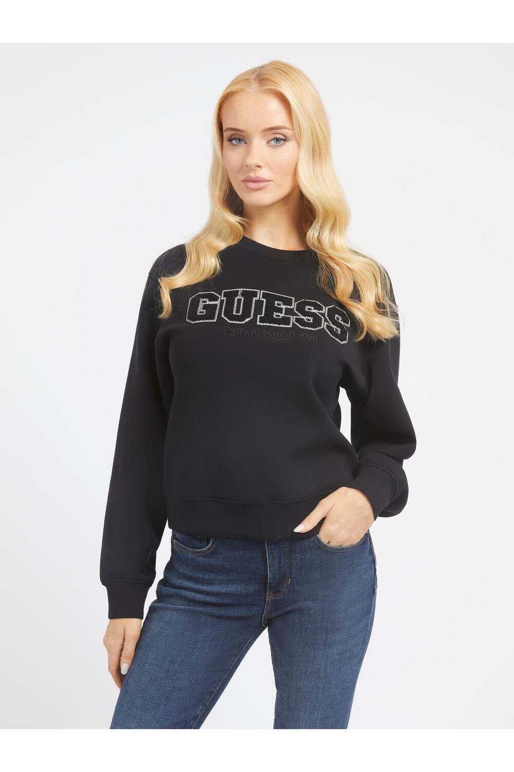 

Женская толстовка с аквалангом с украшением Guess, черный