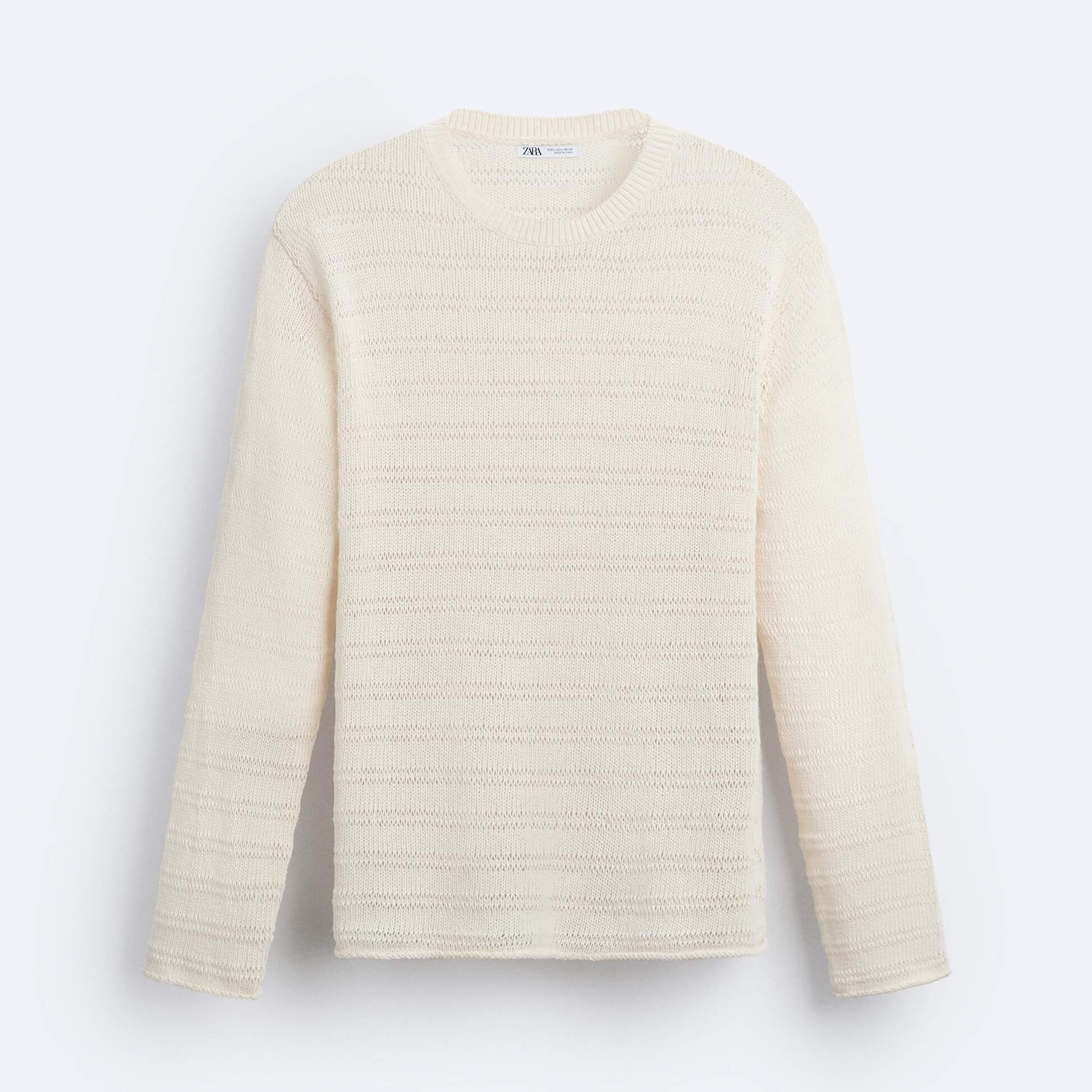 свитер zara textured knit кремовый Свитер Zara Textured Open-knit, светло-бежевый
