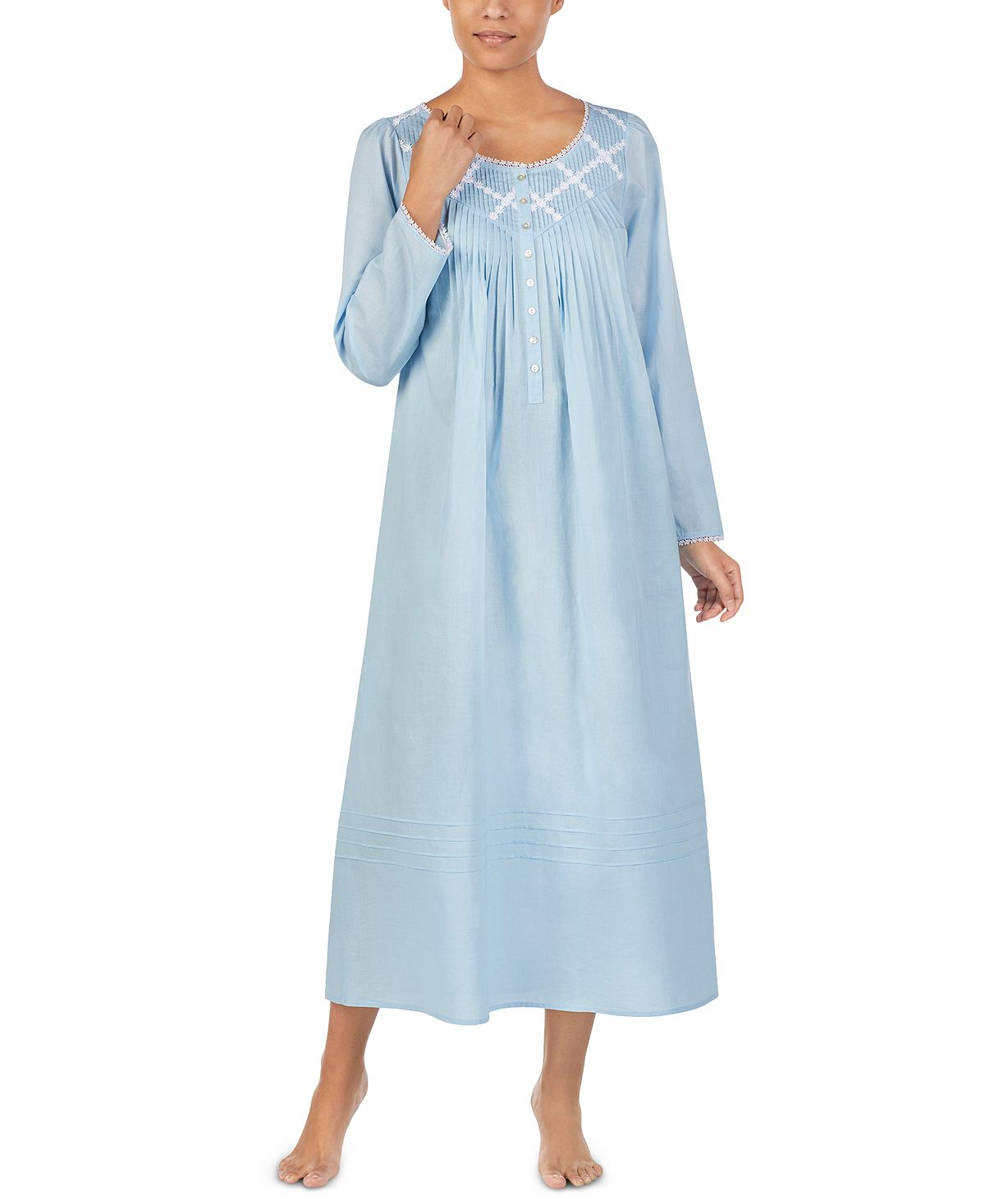 Хлопковая балетная ночная рубашка с защипами Eileen West, синий женская хлопковая ночная рубашка белая хлопковая ночная рубашка без рукавов в американском стиле летняя свободная ночная рубашка принцес