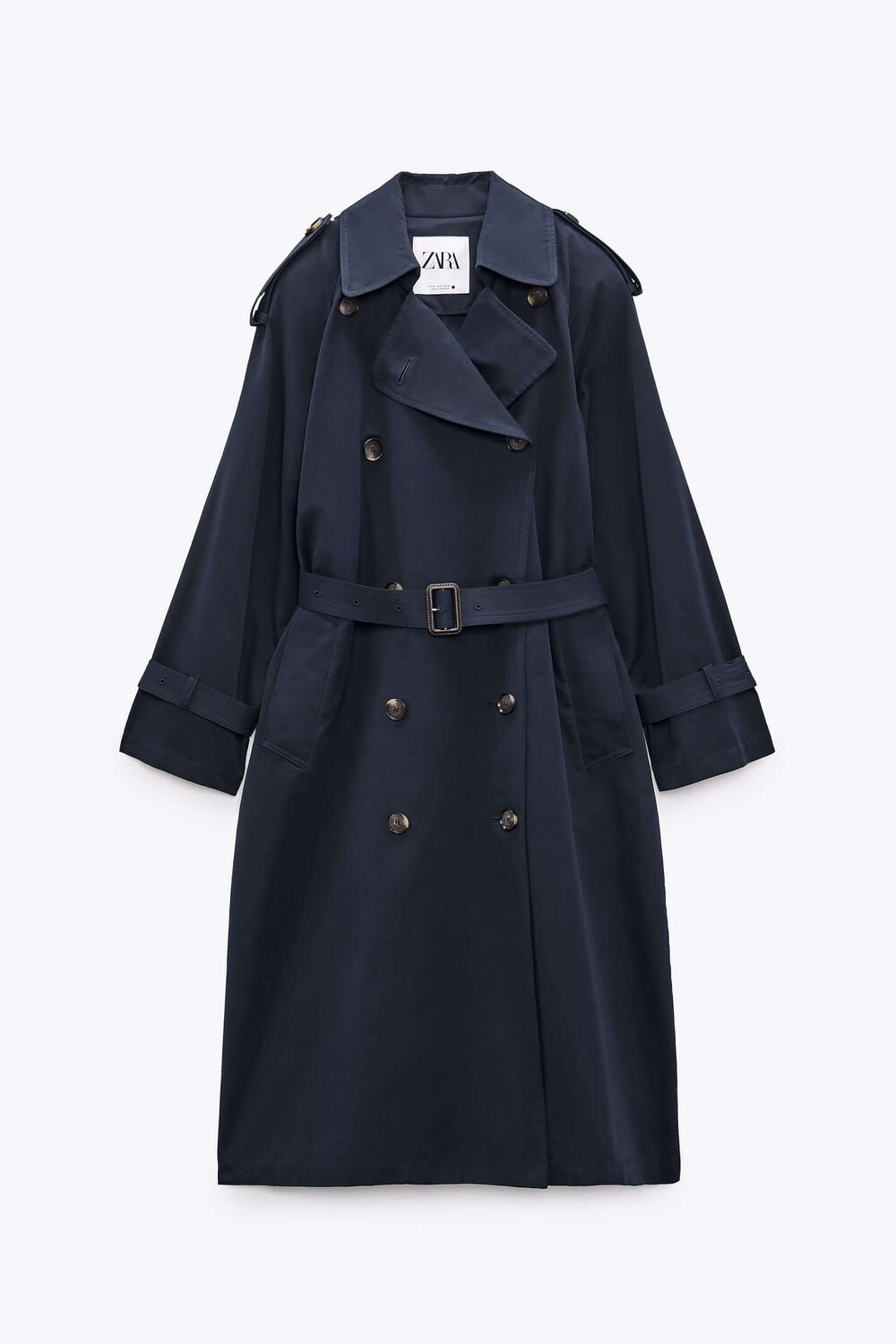 

Тренч Zara Oversize Water-repellent With Belt, темно-синий