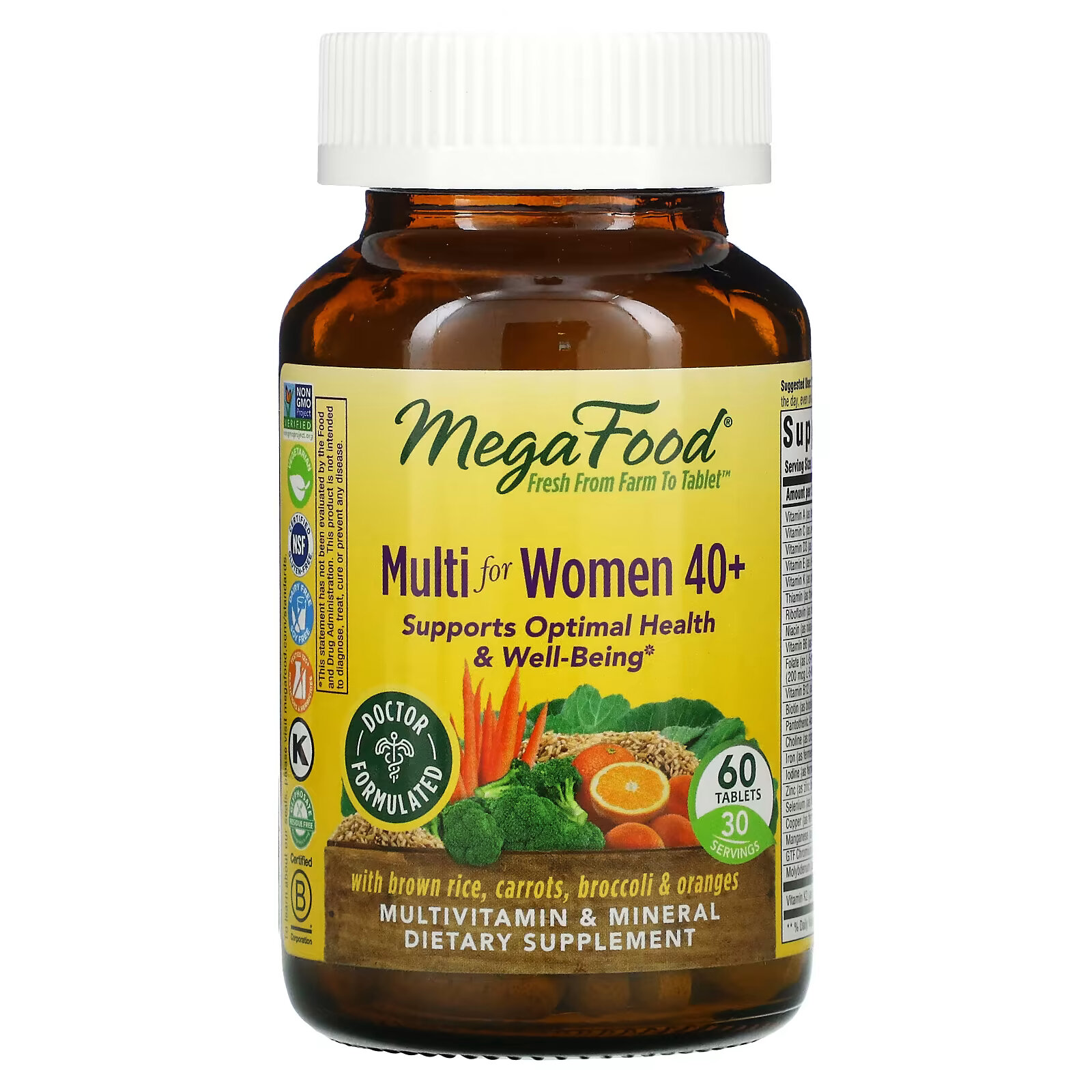 MegaFood, мультивитамины для женщин от 40 лет, 60 таблеток мультивитамины для женщин от 50 лет nature s way 130 таблеток