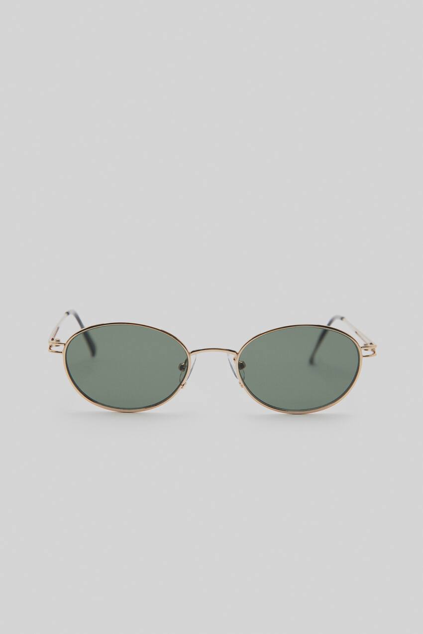 Овальные солнцезащитные очки Pull&Bear, золотой цена и фото