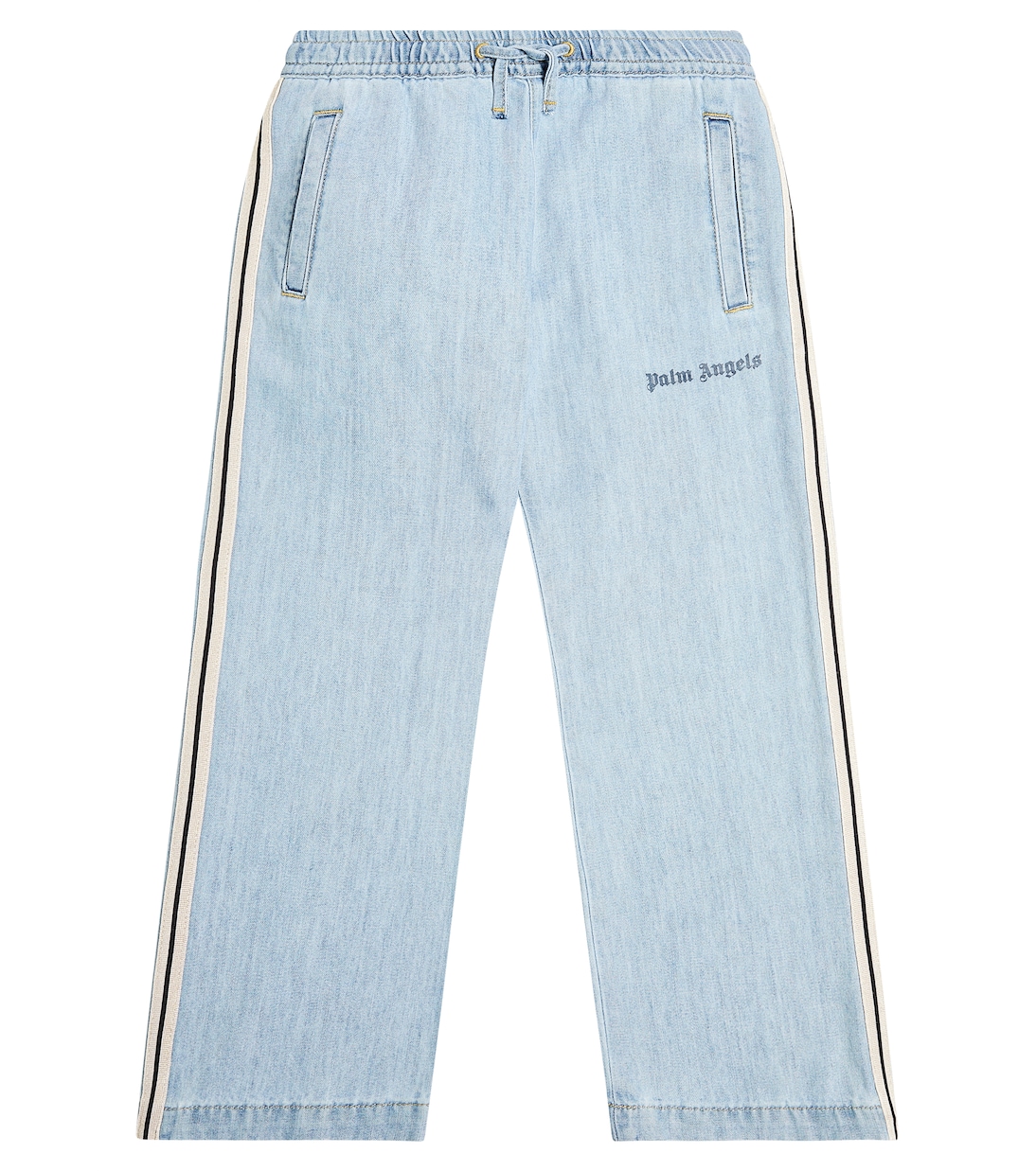 Полосатые прямые джинсы Palm Angels Kids, синий