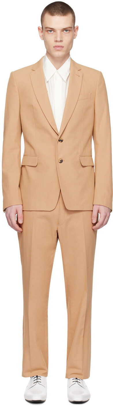 

Светло-коричневый костюм с заостренными лацканами Dries Van Noten