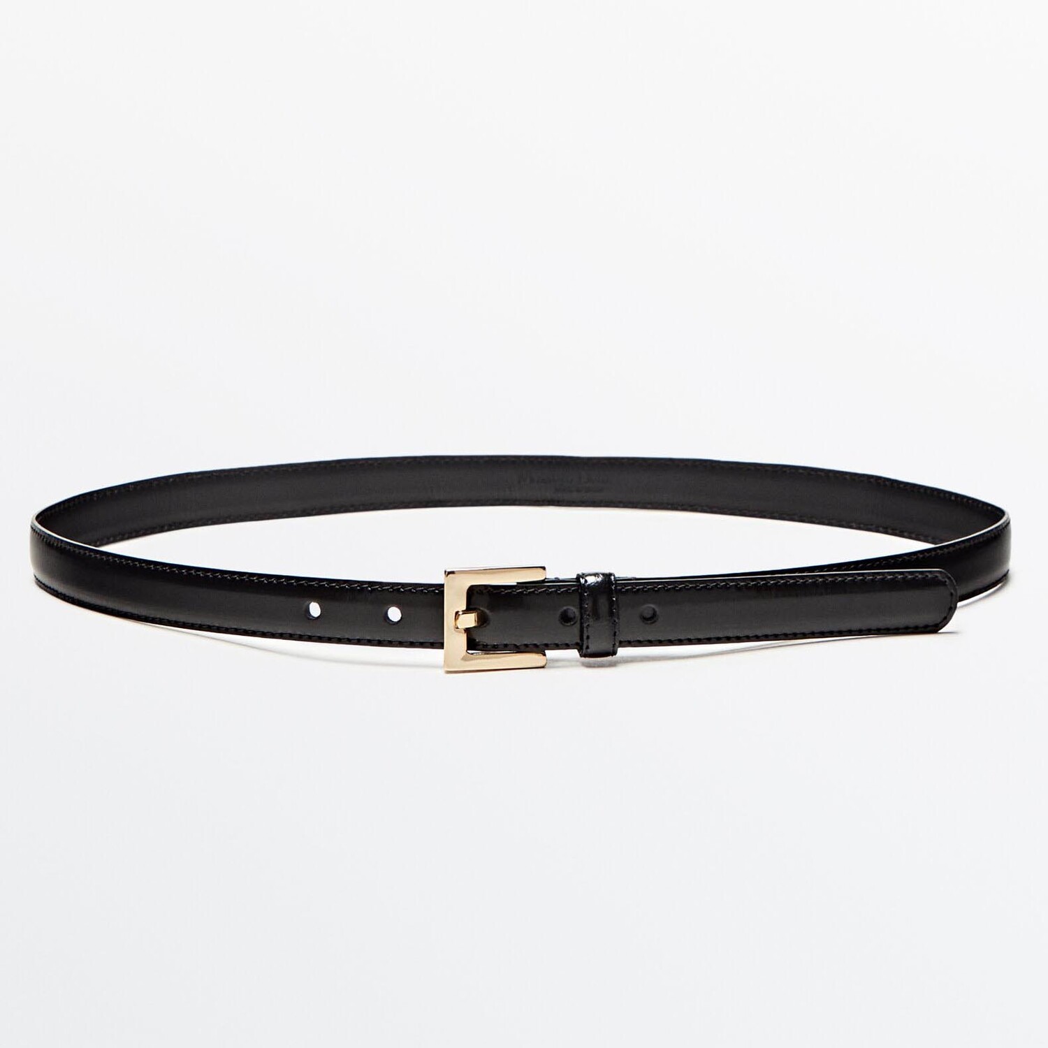 

Ремень Massimo Dutti Leather With Square Buckle, черный