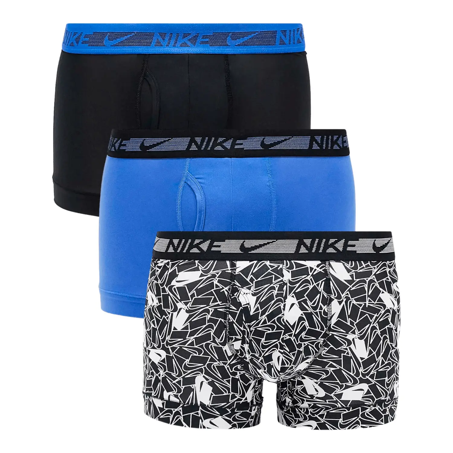 

Трусы боксеры Nike 3 Pack All Over Logo Print, 3 предмета, черный/синий/белый