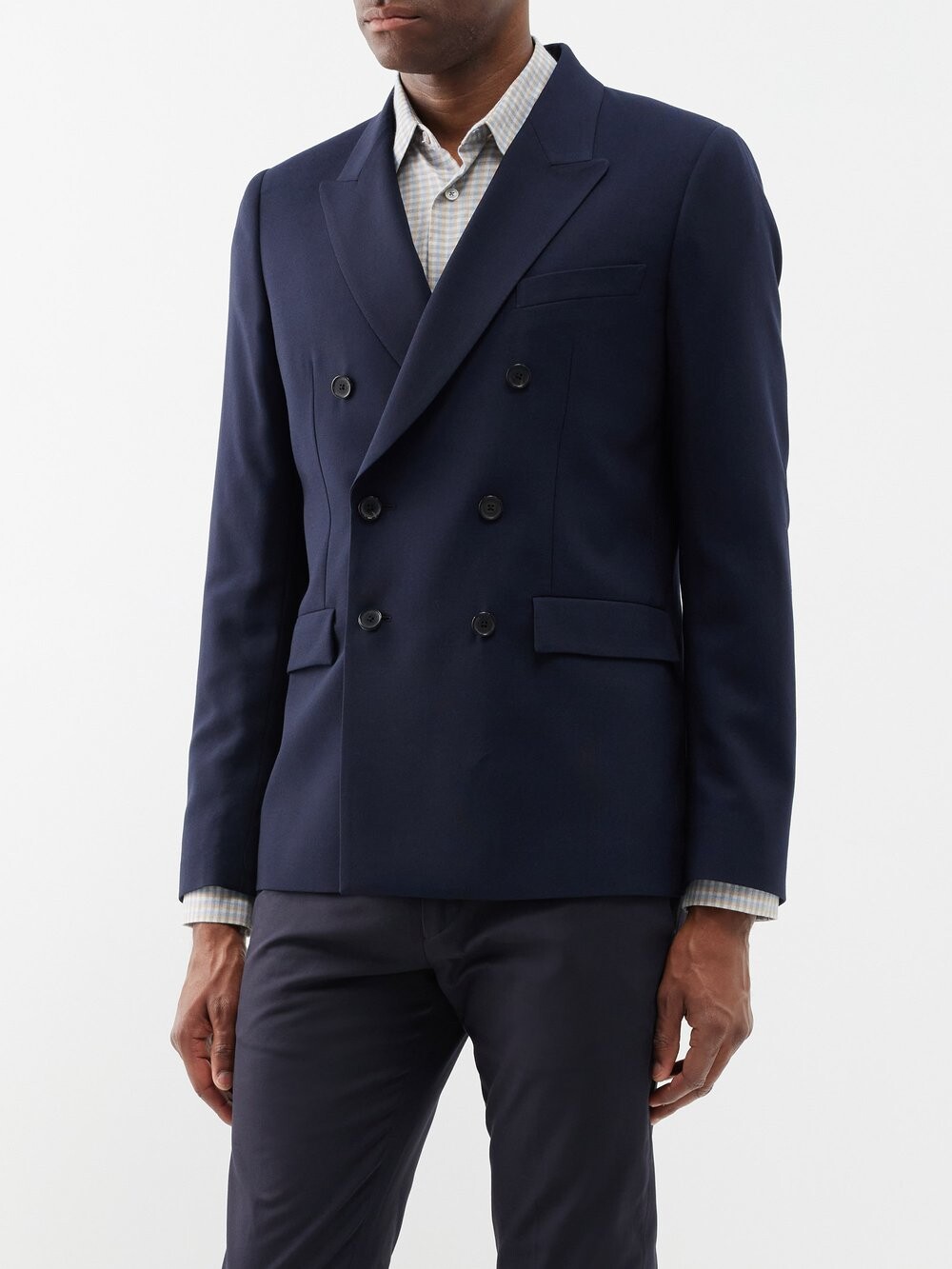

Двубортный пиджак из шерсти Paul Smith, синий