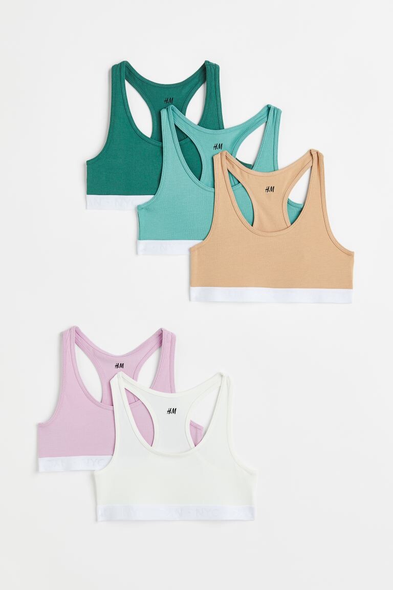 

Укороченный топ из 5 хлопков H&M, темно-зеленый/светло-фиолетовый
