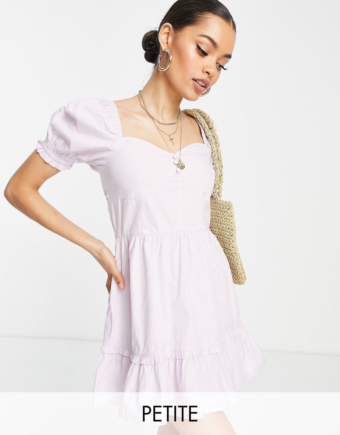 

Сиреневое расклешенное платье мини из поплина Miss Selfridge Petite, Фиолетовый