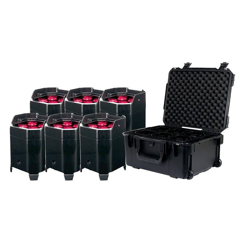 American DJ Package 6 Element HEX RGBAW+UV (6-IN-1) LED Pars w Case