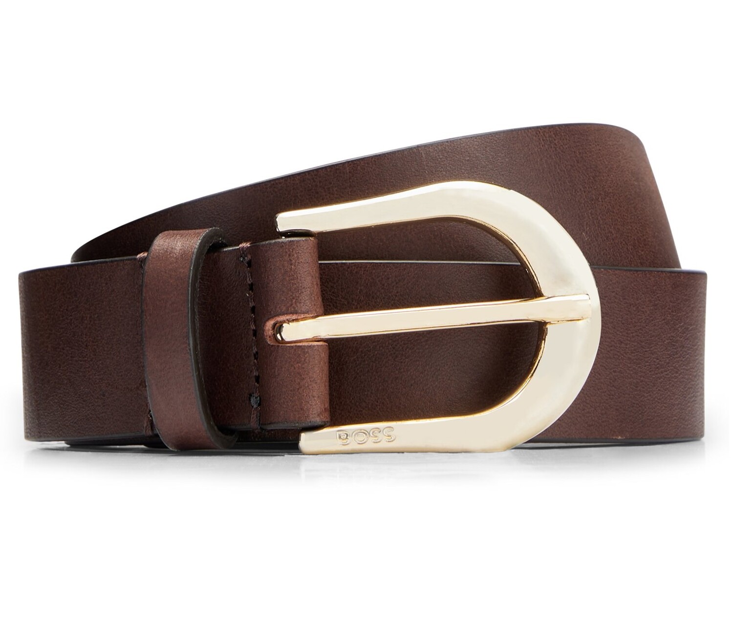 

Ремень Hugo Boss Italian-made Leather With Polished Pin Buckle, коричневый