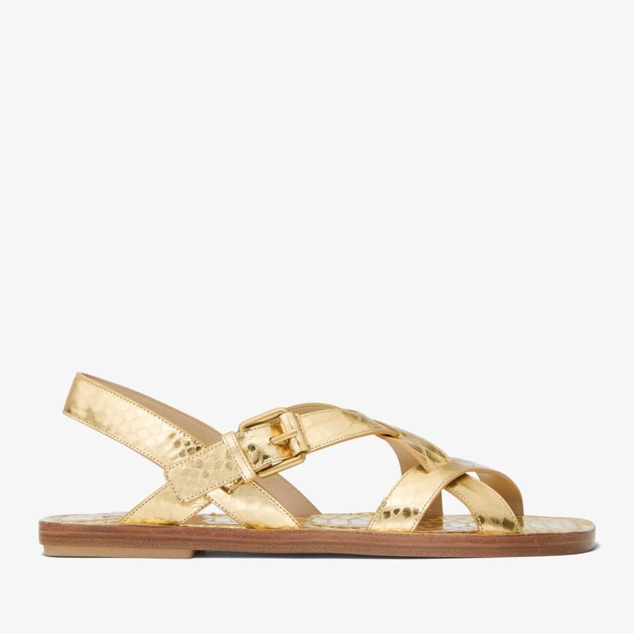 

Сандалии Michael Kors Perrine Metallic Python Embossed Leather, золотистый
