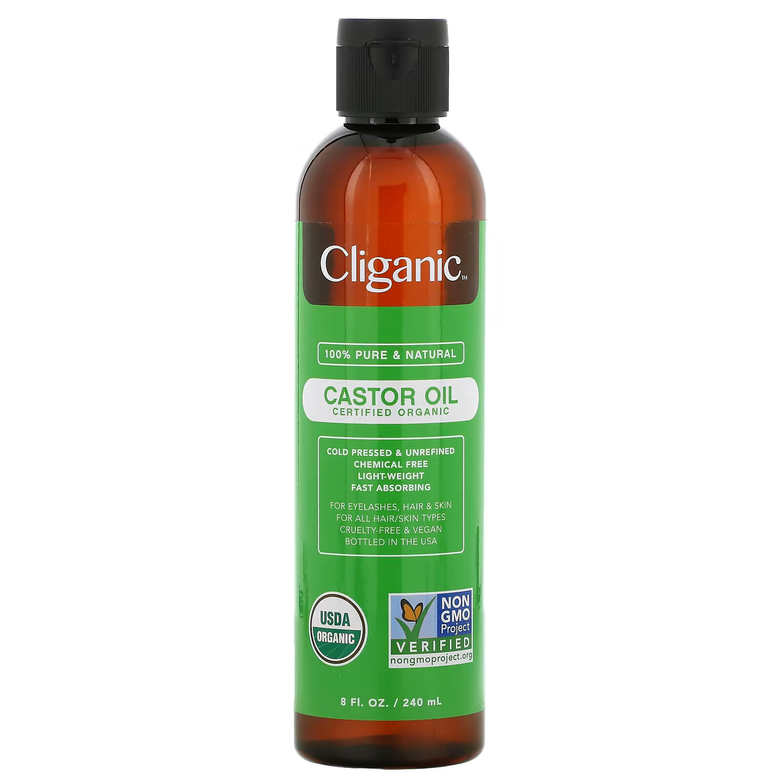 Касторовое масло Cliganic, 240 мл 100% чистое и натуральное масло сквалана 1 жидкая унция 30 мл cliganic