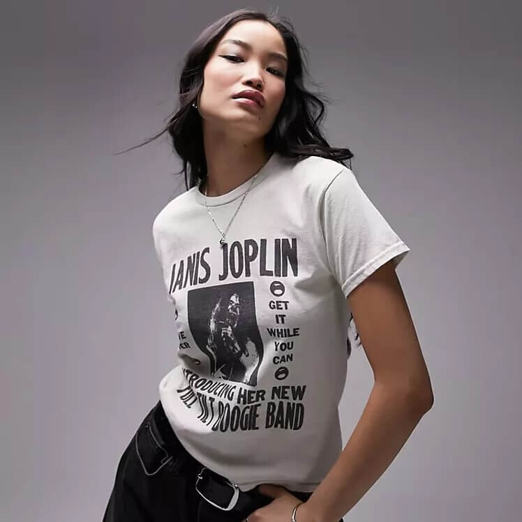 

Футболка Topshop License Graphic Janis Joplin Shrunken, белый