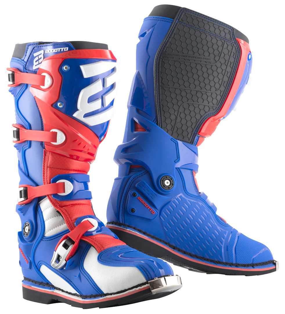 Ботинки для мотокросса Bogotto MX-7 S с защитой голени, синий/белый/красный