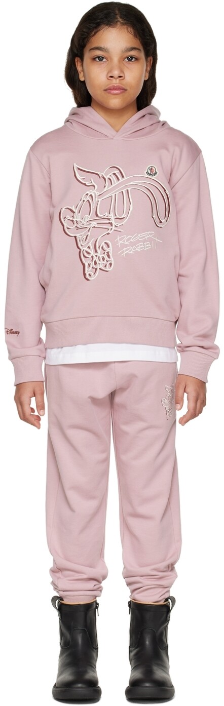 

Детский розовый спортивный костюм с вышивкой Moncler Enfant