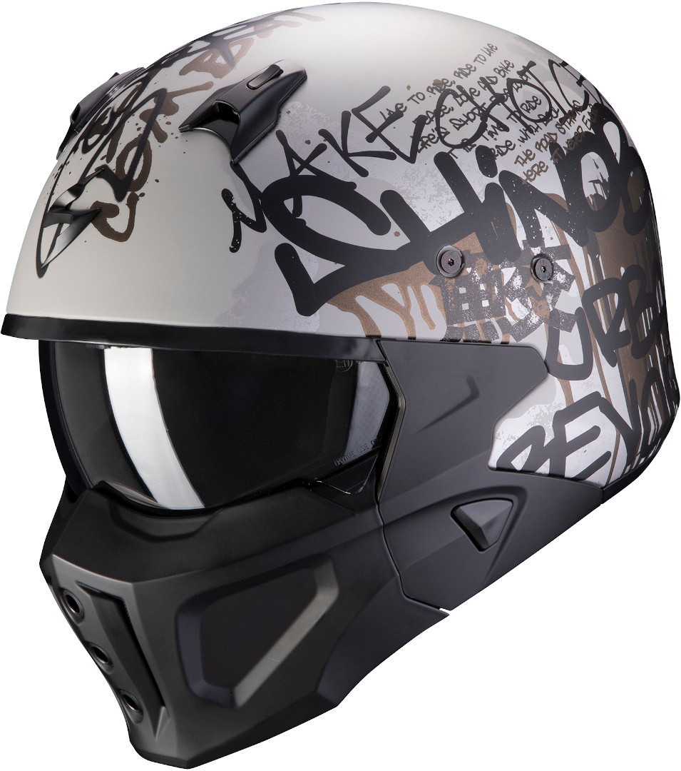 Шлем Scorpion Covert-X Wall с логотипом, серебристый/черный дело техники 838122 черный серебристый