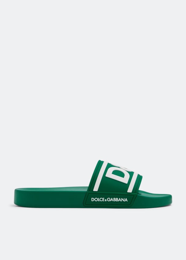 Шлепанцы DOLCE&GABBANA DG logo slides, зеленый