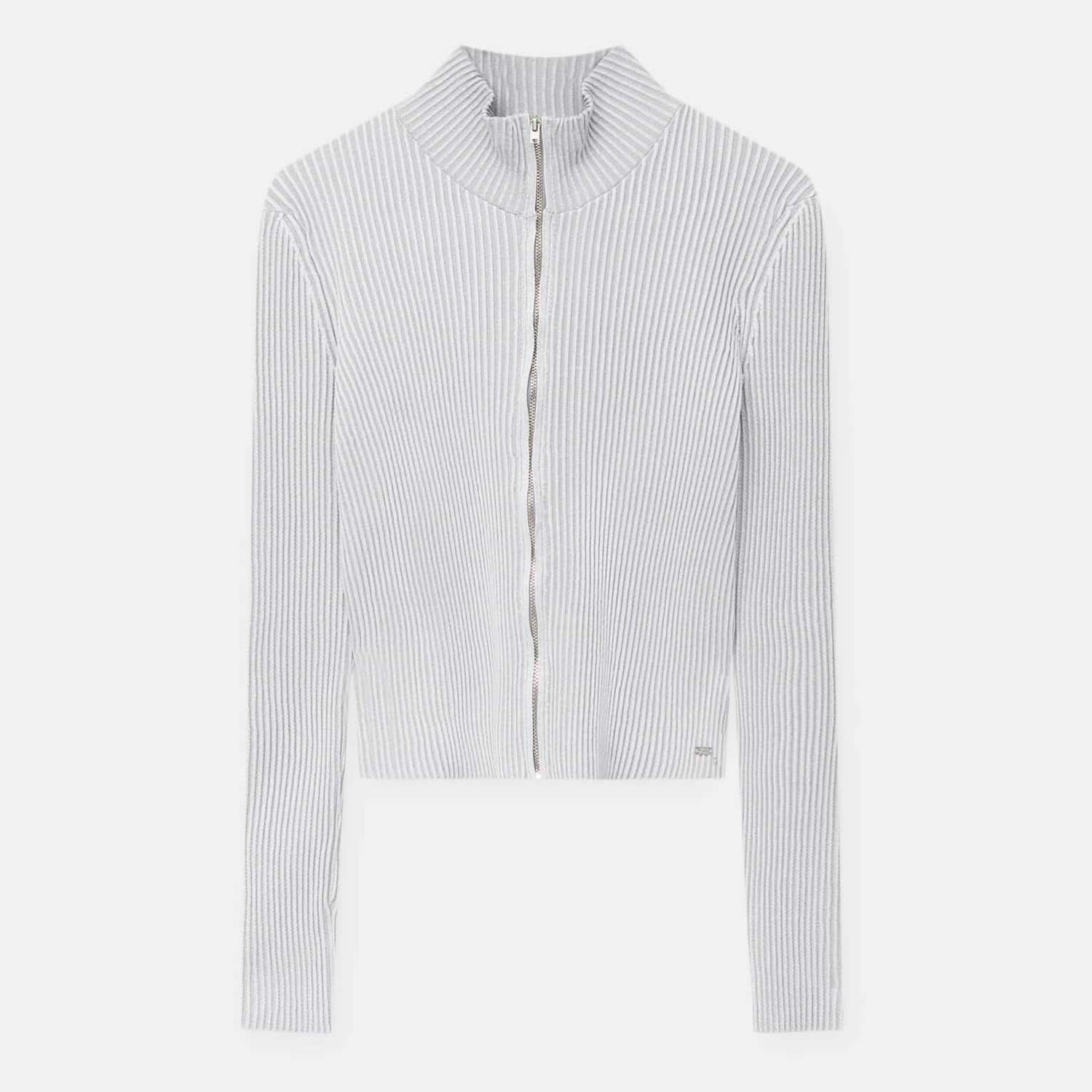 

Кардиган Pull&Bear Ribbed Zip-up, светло-серый