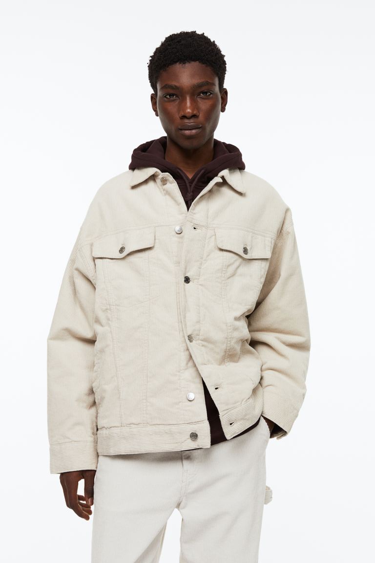 Утепленная вельветовая куртка H&M, светло-бежевый цена и фото