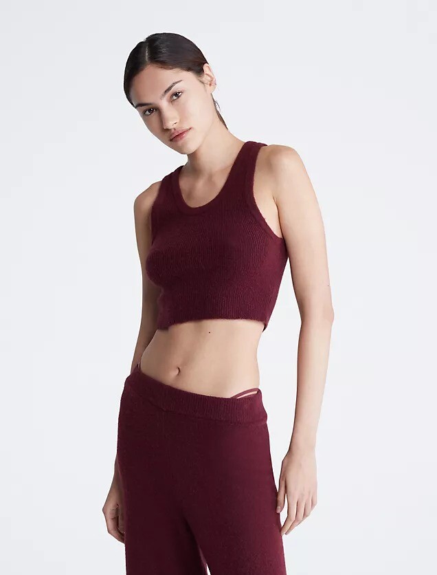 

Топ Calvin Klein Sweater Lounge Plush Tank, темно-красный