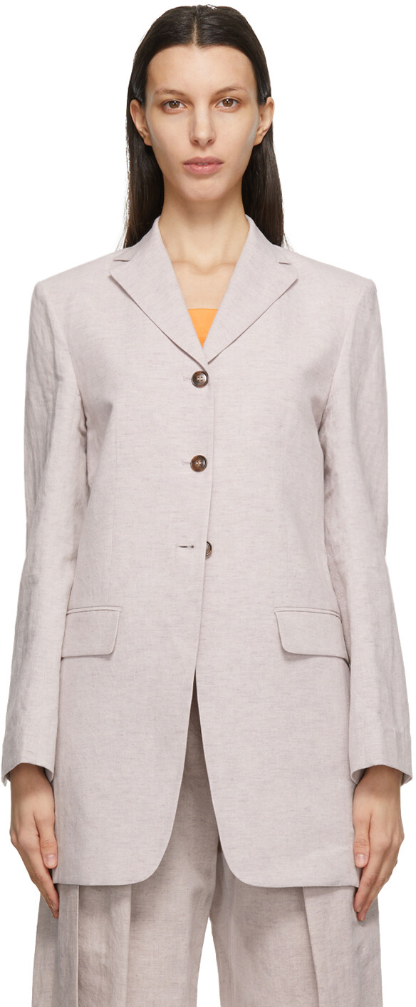 Розовый льняной классический пиджак LOW CLASSIC