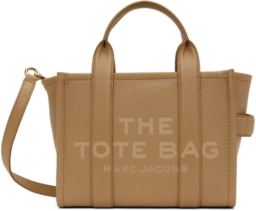 цена Бежевая сумка-тоут 'The Leather Small Tote Bag' Marc Jacobs