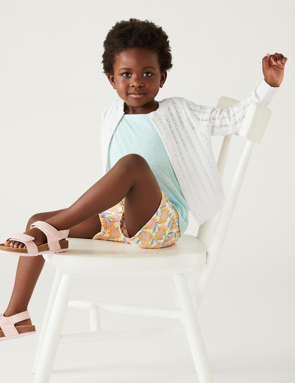 

Кардиган из чистого хлопка (2–8 лет) Marks & Spencer, белый