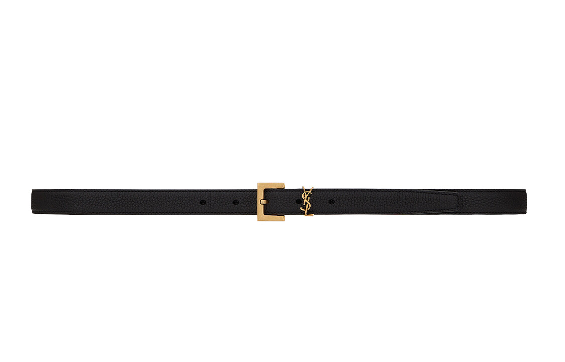 

Ремень кожаный Saint Laurent Monogram Square-buckle, черный