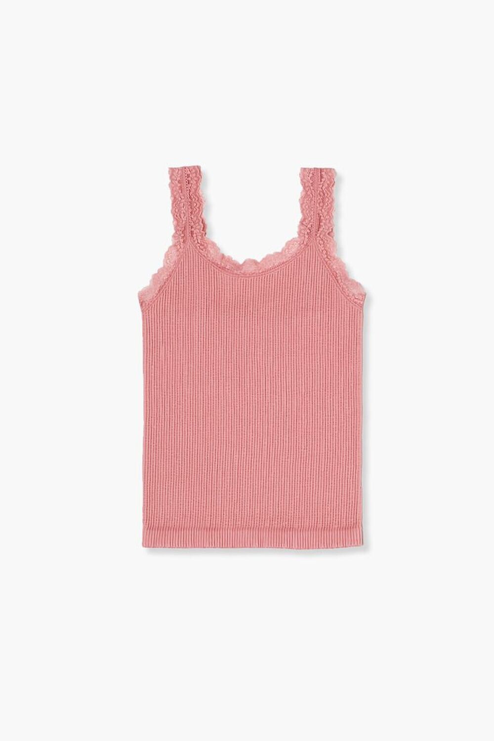 

Бесшовная майка с кружевной отделкой для девочек Forever 21, розовый