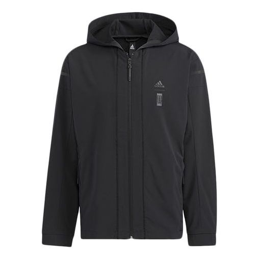 Куртка Men's adidas Wj Mh Wv Wb Athleisure Casual Sports Solid Color Hooded Woven Black Jacket, черный