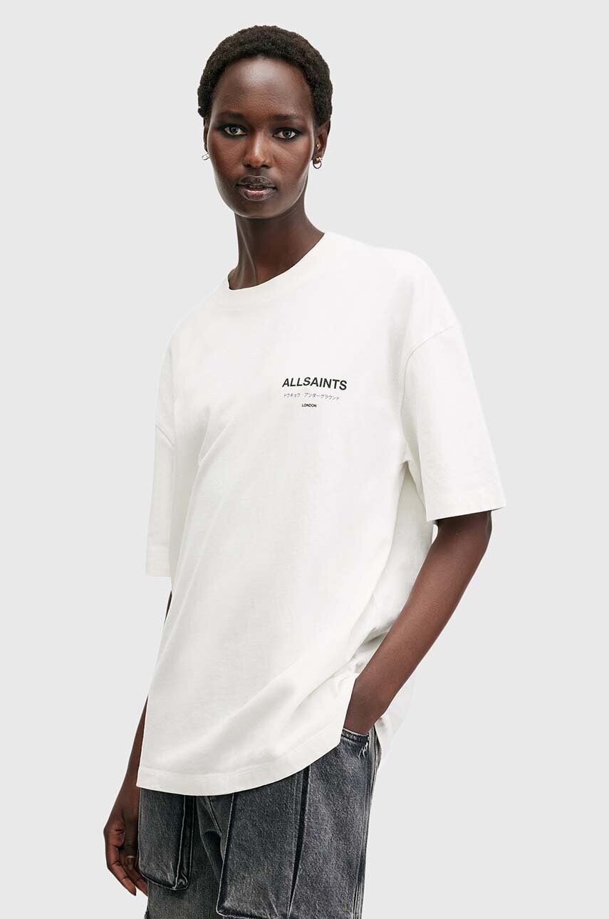 

Хлопковая футболка AllSaints UNDERGROUND SS CREW, белый
