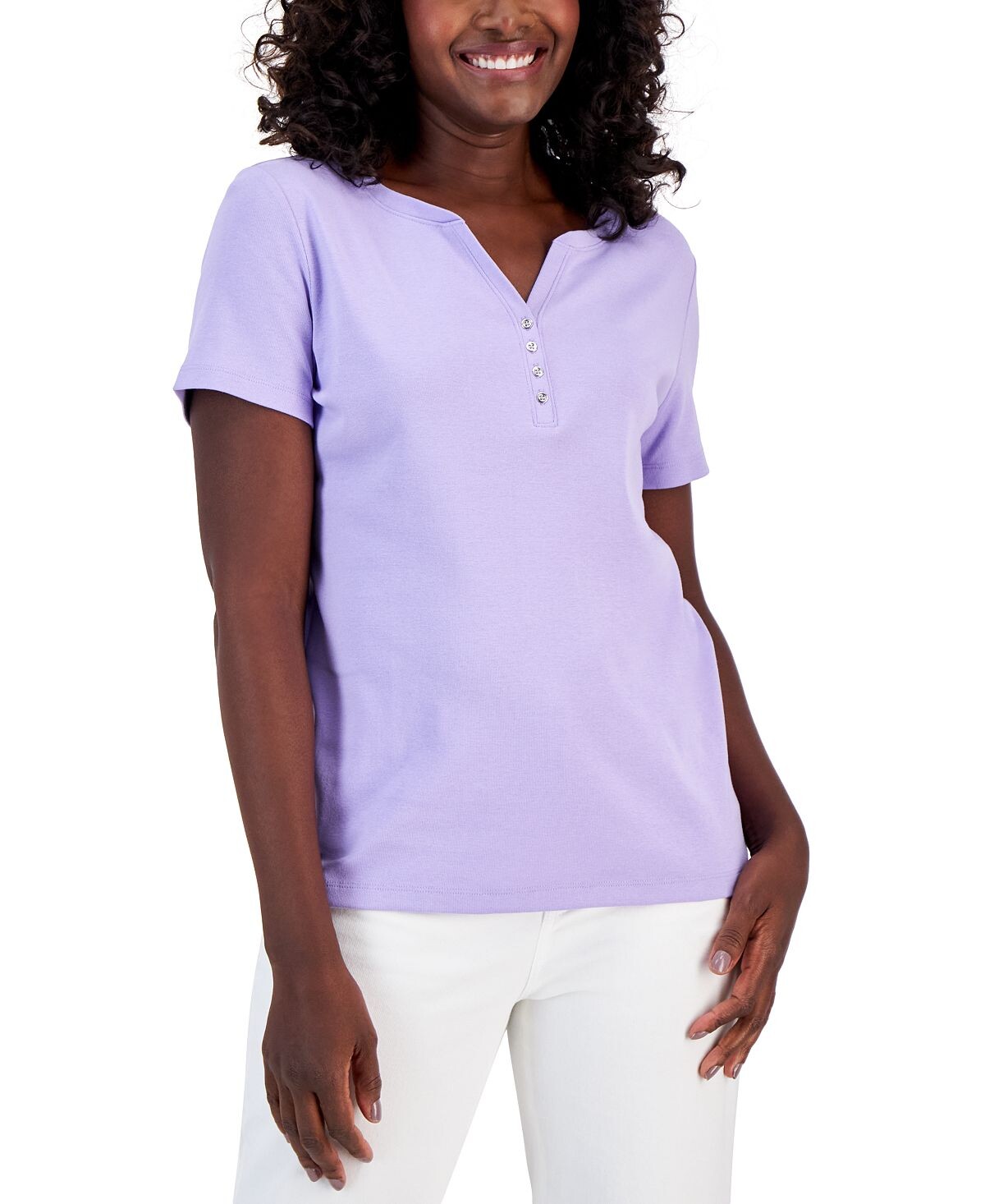 

Топ henley с короткими рукавами, созданный для macy's Karen Scott