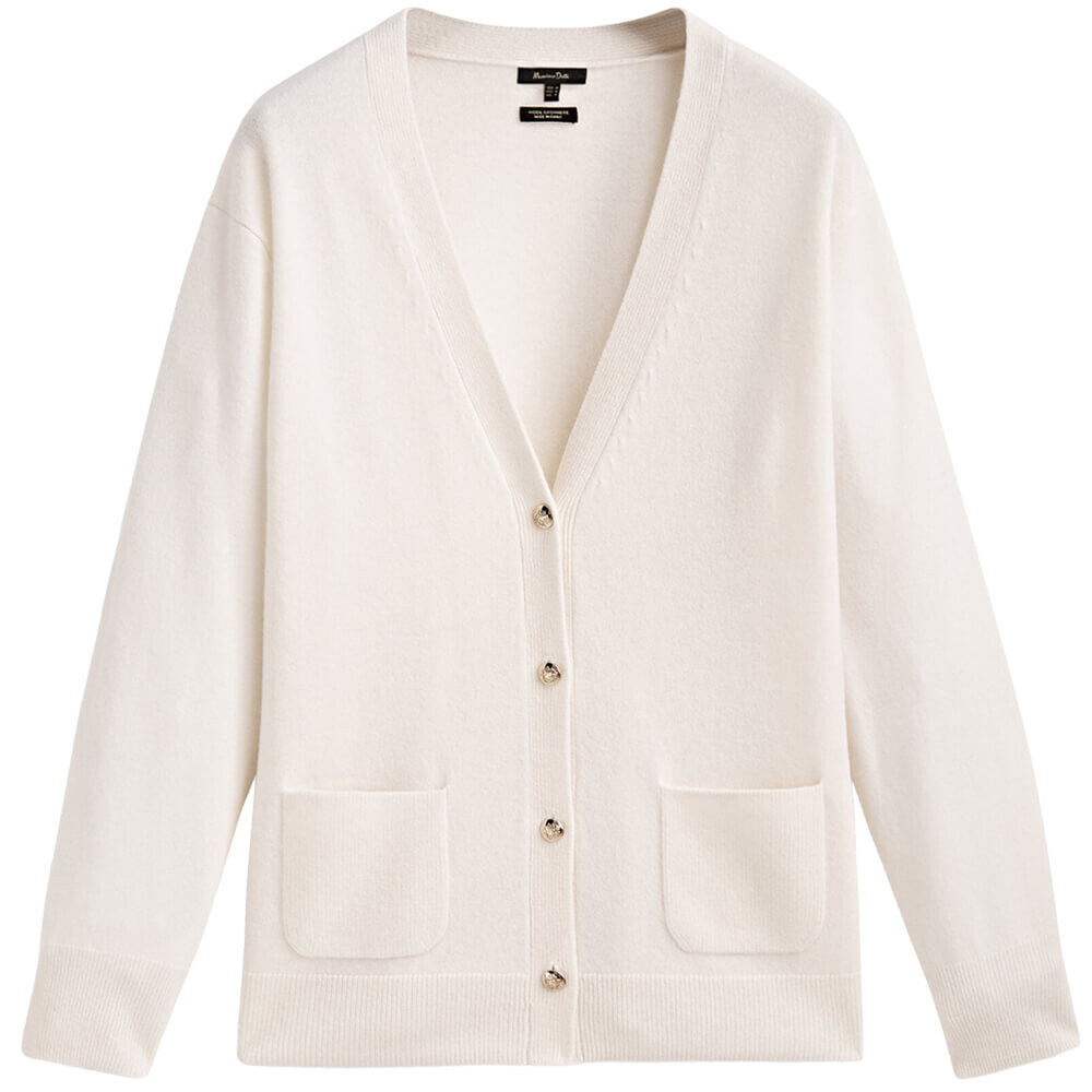 

Кардиган Massimo Dutti Wool And Cashmere Blen, кремовый