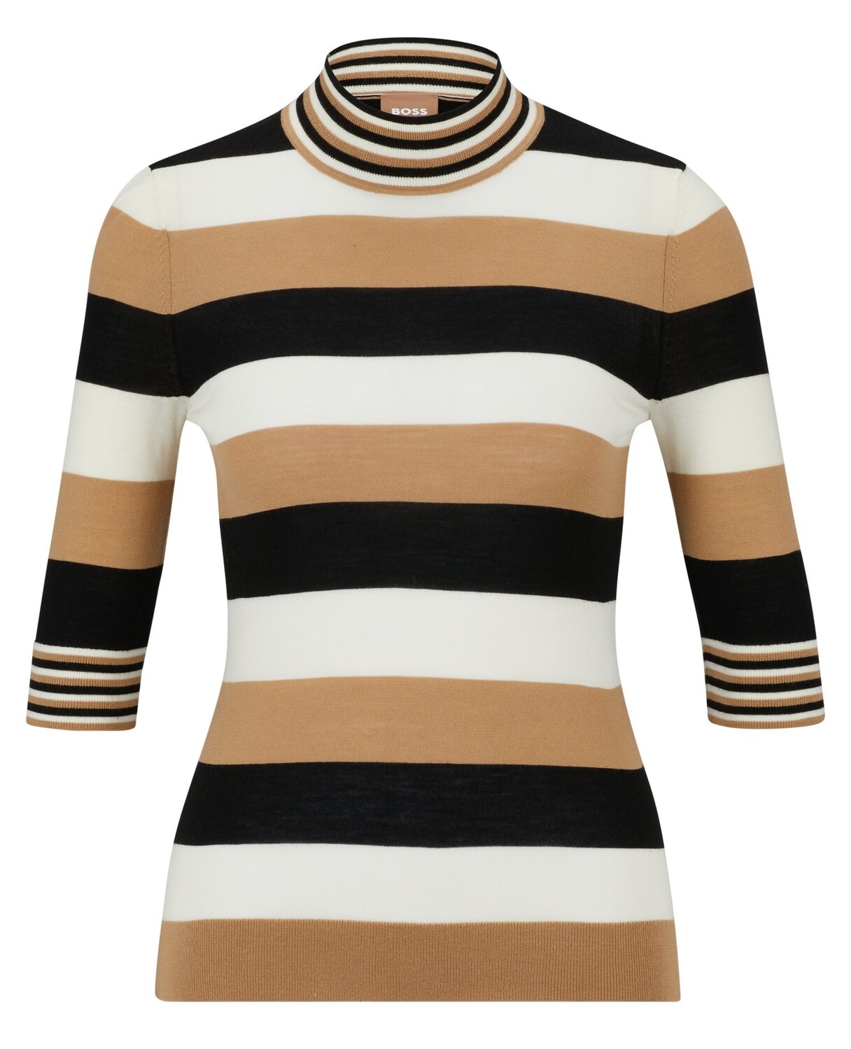 

Джемпер Hugo Boss Virgin-wool Crew-neck With Block Stripes, мультиколор, Коричневый