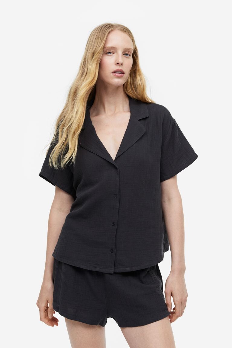 

Хлопковая муслиновая пижама H&M, темно-серый