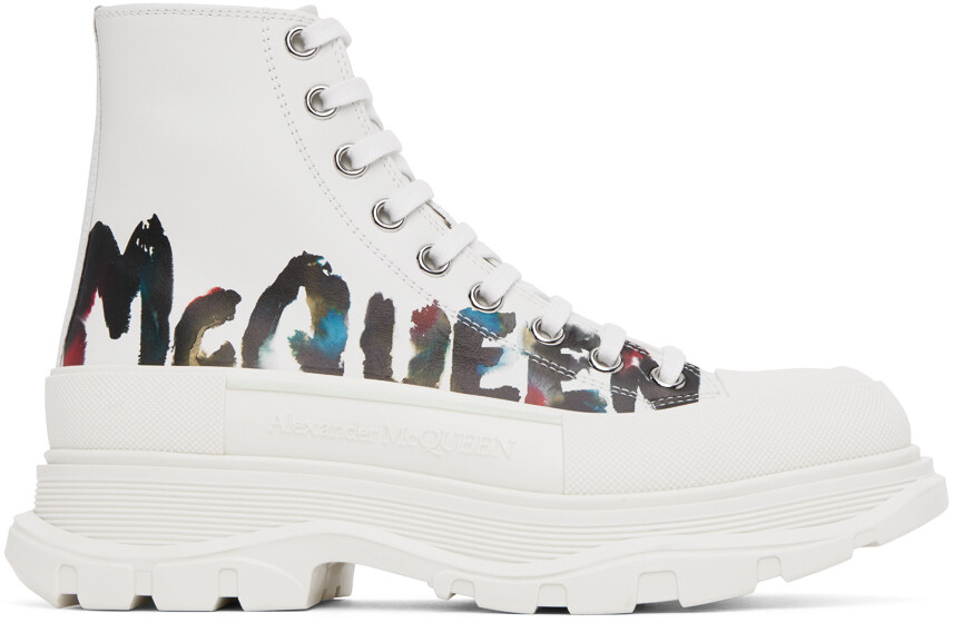 

Белые кроссовки с принтом Alexander McQueen