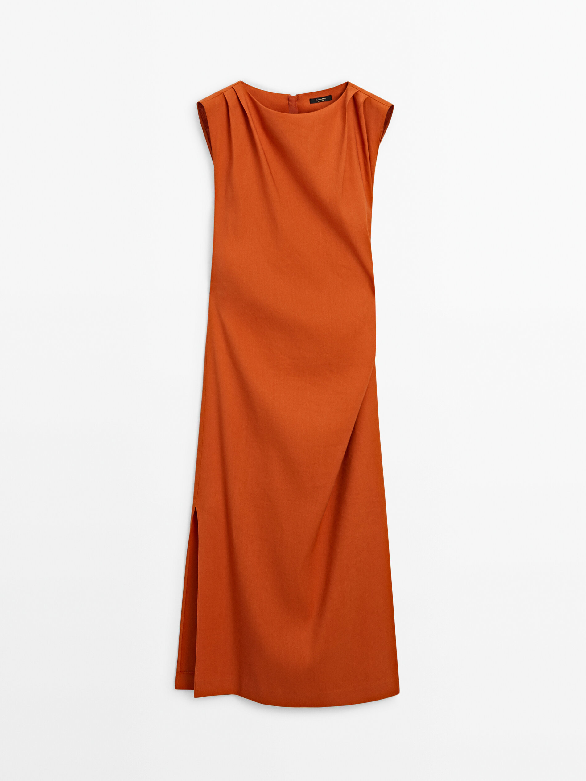 Платье Massimo Dutti Linen Blend Stretch, оранжевый